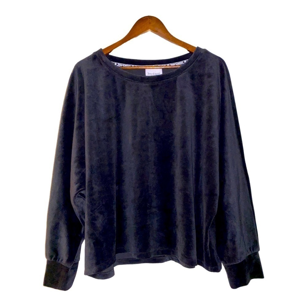 Juicy Couture Women Black Track Sweatshirt Round Neck Long‎ Sleeve Size 3X NWT